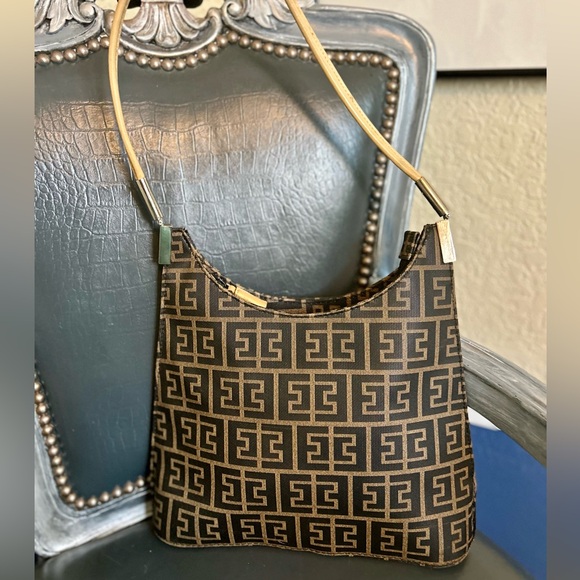 Designer Vintage Shoulder Bag Vachetta Leather & Coated Canvas - Picture 9 of 16